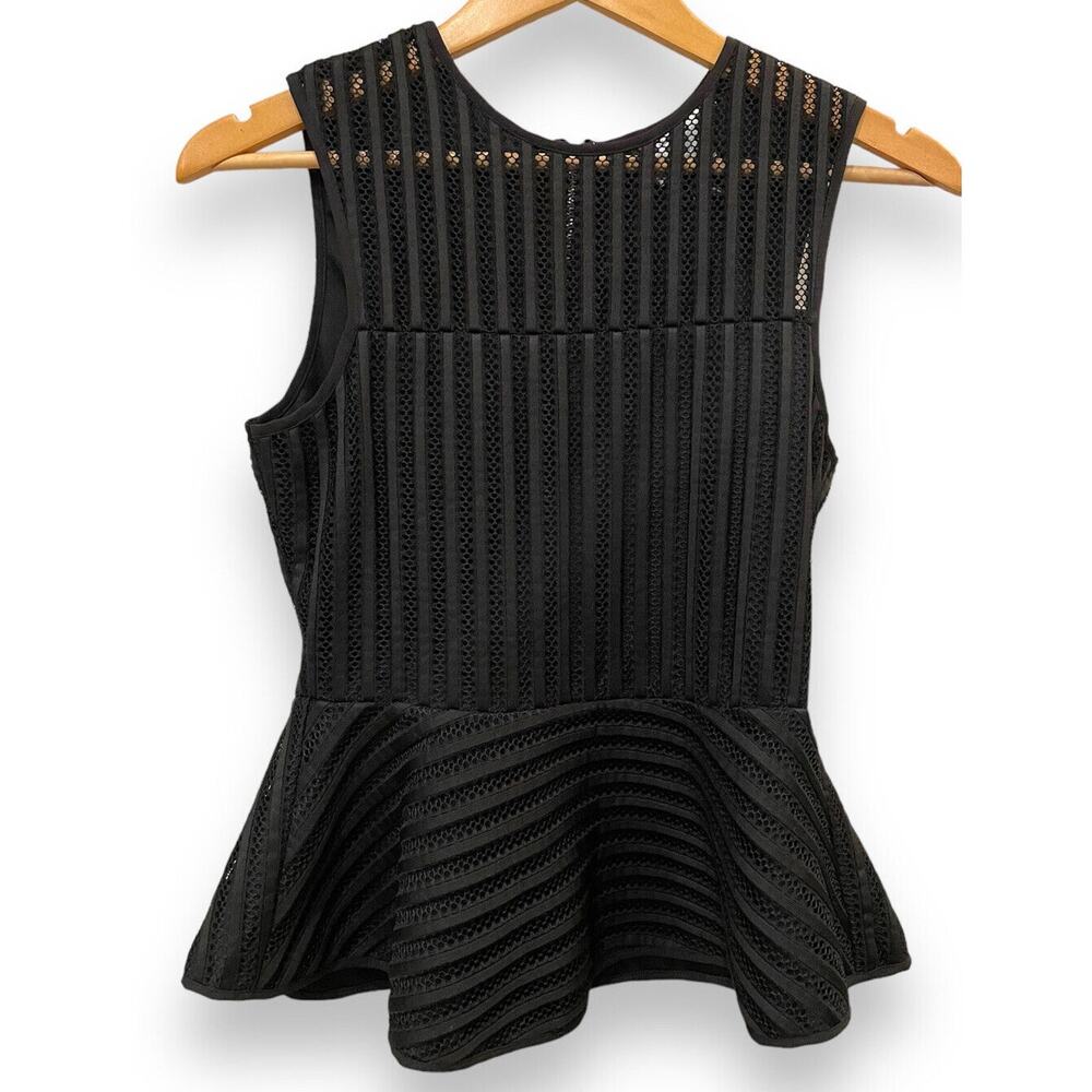 Anthropologie HD in Paris Womens S Peplum Sleeveless Blouse Zip Back Top Black